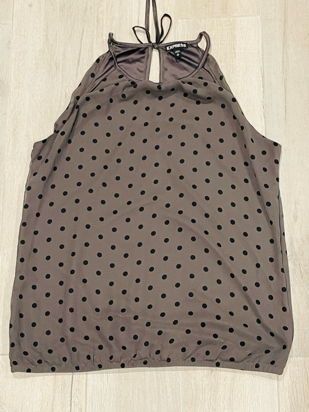 EXPRESS Brown Polka Dot Halter Top Size M Flowy Blouse